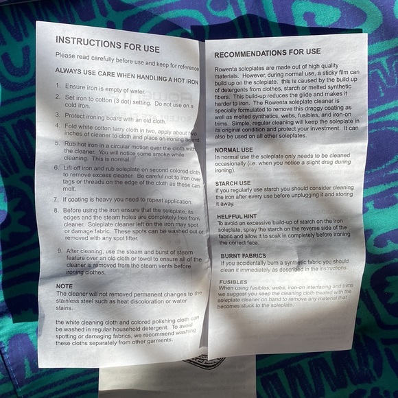 Rowenta Iron Soleplate Cleaning Kit New Open Box ZD-100 - Picture 11 of 11